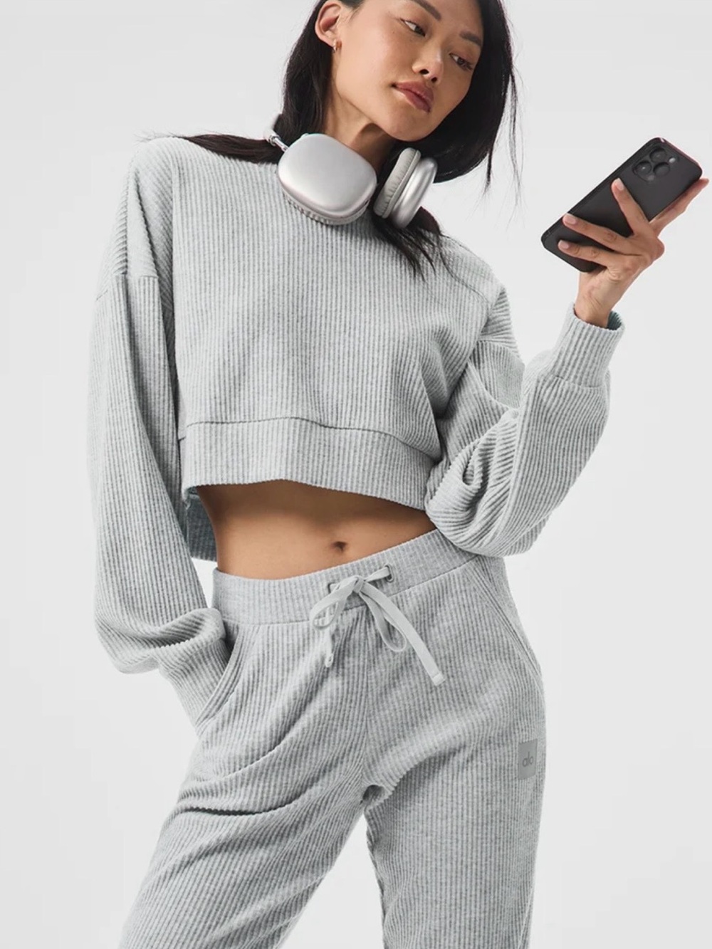 ALO Muse Hoodie & Sweats Set | Athletic Heather Grey
